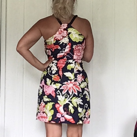 CK BRADLEY FLORAL PRINT SILK HALTER DRESS SIZE 6 - Picture 5 of 16